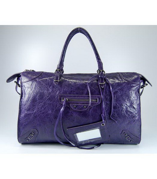 Balenciaga Papier grande borsa in viola scuro agnello